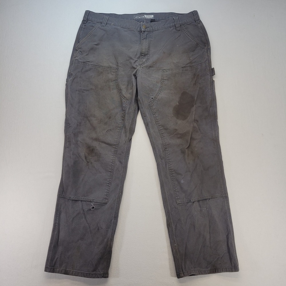 Carhartt Relaxed Fit Thrashed Pants Mens 40x32 Gray Rugged Flex Duck Double Knee